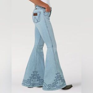Wrangler Light Blue Embroidered Flare Jeans